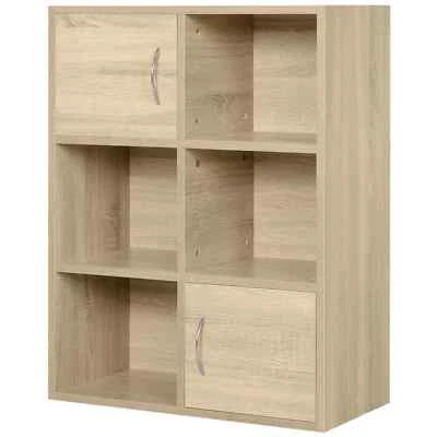 OFFERTA HOMCOM LIBRERIA SCAFFALE MULTIUSO 3 RIPIANI, 4 SCOMPARTI, 2 ANTE - Immagine 1 di 4