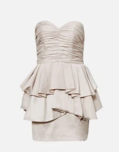 Opulence by Rare Sweetheart Ruched Pleated Peplum Bandeau Dress UK 12 Lipsy Zara - Picture 1 of 6