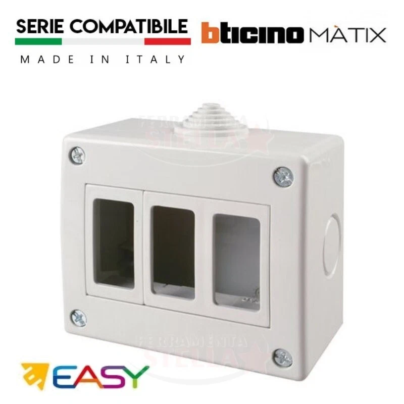 SCATOLA STAGNO ESTERNO IP40 3 POSTI X FRUTTO EASY COMPATIBILE MATIX bTICINO - Immagine 1 di 1