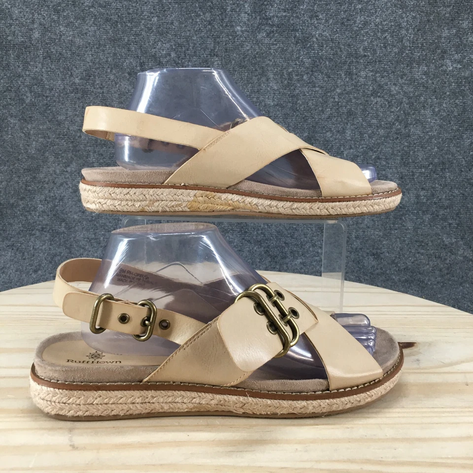 Ruff Hewn Sandals Womens 9 M Ofelia Espadrille Beige Faux Leather Buckle Strap - Image 1 of 4