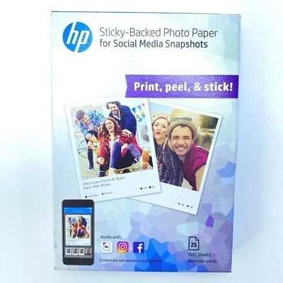 HP Photo Paper STICKY BACK Social Media Snapshots 4x5 inch 25 sheets  - Image 1 of 4