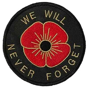 Insignia bordada We Will Never Forget Remembrance Coser o plancha en parche (A) - Imagen 1 de 3