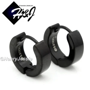 0.5"Men Women Stainless Steel Black Plated Plain Simple Huggie Cuff Earrings*BE7 - Picture 1 of 1