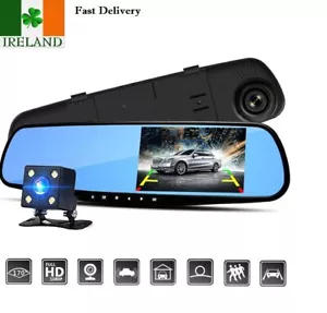 Spiegel Dual Objektiv Autokamera mit Rückfahrkamera Videorekorder DVR Dashcam - Bild 1 von 8