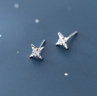Tiny 925 Sterling Silver Star Zirconia Stud Post Earrings A1011