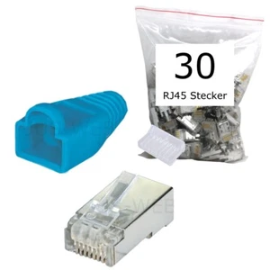 30x CAT5e RJ45 Stecker geschirmt Modular Crimp Patchkabel Netzwerk 30 Stück blau - Bild 1 von 1