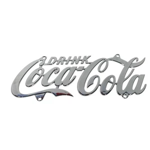 Vintage Drink Coca-Cola Chrome Metal 12" x 5" License Plate or Wall Plaque 1998 - Picture 1 of 5