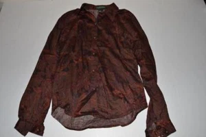 LAUREN RALPH LAUREN BRAUNES PAISLEY KLEID SHIRT DAMEN GRÖSSE MEDIUM M - Bild 1 von 4