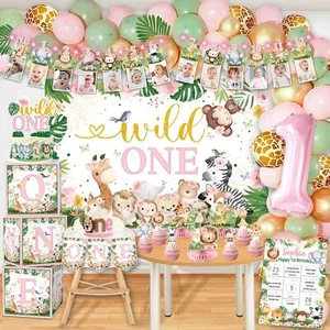 morabloomy 116Pcs Wild One Birthday Decorations 1st Girl Set Wild One Jungle ... - Picture 1 of 6