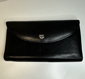 Portafoglio vintage Bosca Mezza Luna pochette pelle nera tasca patta a scatto - Foto 1 di 13