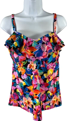 Traje de baño Island Escape para mujer multicolor con volantes florales - 14 Foto 1 de 4