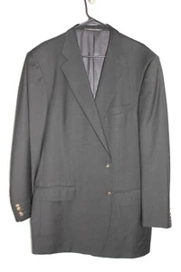 CHAQUETA BLAZER NEGRA ERMENEGILDO ZEGNA 100% LANA ORO METAL BOTÓN 46L abrigo deportivo - Imagen 1 de 7