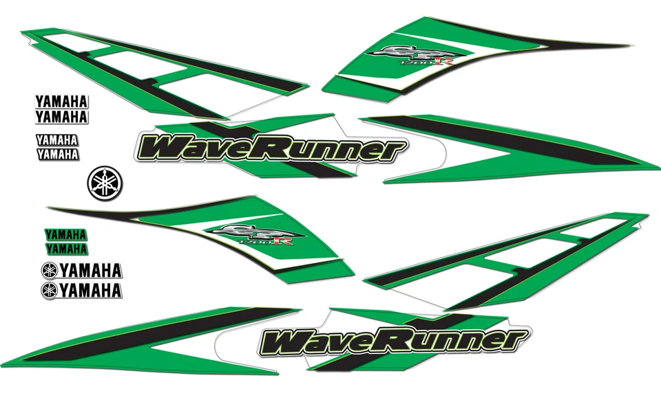 Kit de calcomanías Waverunner Yamaha GP1200R 2001 estilo personalizado color verde GP 1200 R Foto 1 de 1