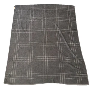 Vintage Biederlack Blanket 72x88 Gray Plaid Velour Acrylic Made in West Germany - Picture 1 of 7