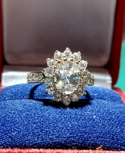 ANILLO DE CÓCTEL HALO TRANSPARENTE CHAPADO EN ORO 14K talla N #BB - Imagen 1 de 12