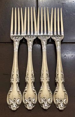 Juego de 4 tenedores de cena Gorham Melrose de plata de ley de 7 1/4 pulgadas sin monograma Foto 1 de 4