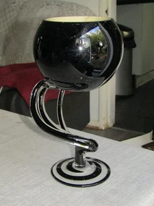 Jozefina Krosno Poland Art Glass Jellyfish Octopus 25cm Vase Black silver fleck - Picture 1 of 11