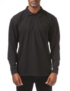 ProClub Herren Langarm Piqué Poloshirt - Schwarz - 7XL - Bild 1 von 1