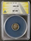 1861 5C SEATED LIBERTY SILVER HALF DIME ANACS EF45