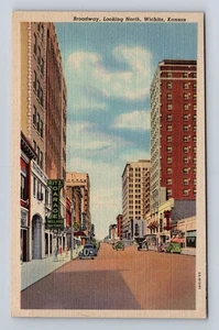 Wichita KS-Kansas, Broadway guardando a nord, garage parcheggio, cartolina d'epoca - Foto 1 di 2