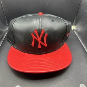 New Era New York Yankees MLB rot echt 100% Leder schwarz Stickerei Mütze 8 NEU - Bild 1 von 3