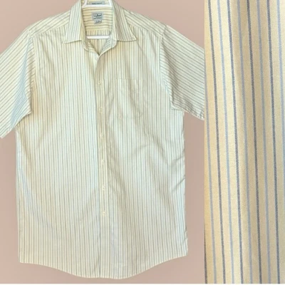 LL Bean Mens Classic Short Sleeve Button Down Shirt Wrinkle Resistant XLT Stripe - Image 1 of 4