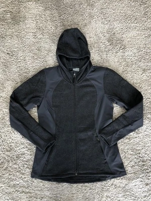 Chaqueta Athleta Mujer Grande Gris Con Capucha Cremallera Completa Softshell Pulgares Vellón Foto 1 de 4