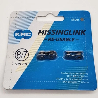Conectores de cadena de bicicleta KMC MissingLink CL571R 7 8 velocidades 7,1 mm 1 par PAQUETE ABIERTO Foto 1 de 2