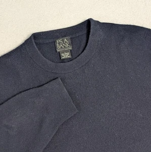 Jos A Bank Traveler's Collection Men's Navy Blu 100 Cashmere LS V-Neck Sweater L - Picture 1 of 8