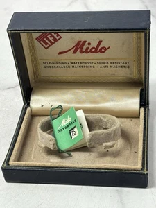 Vintage Mido Uhrenbox schwarz und gold mit Etikett Datometer - Bild 1 von 9