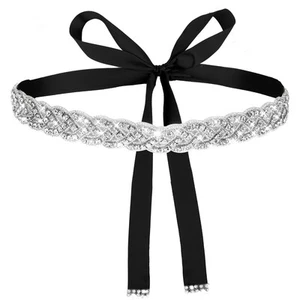 Handcrafted Bridal Rhinestone Wedding Belt for Women, Bling Crystal Belts Gli... - Picture 1 of 7