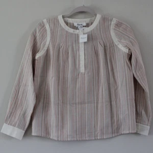 NWT Bonpoint Girl's Onelle Long Sleeve Blouse Top Half Button Striped 12 - Picture 1 of 9