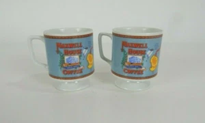 Vintage Pair Of Maxwell House Footed Coffee Cups/Mugs 1970's USA Made In Japan - Picture 1 of 9