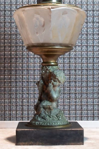 Cherub Figural Combo Glass Oil Lamp - Picture 1 of 7