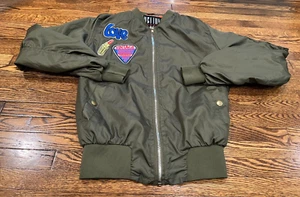 Helium London Jacket YOUTH S Green Full Zip Lightweight Lined Bomber - Picture 1 of 10