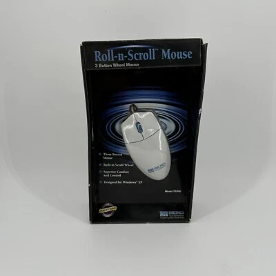 Vintage 2003 Micro Innovations Roll-n-Scroll 3-Button Computer Mouse #PD96i New - Image 1 of 3