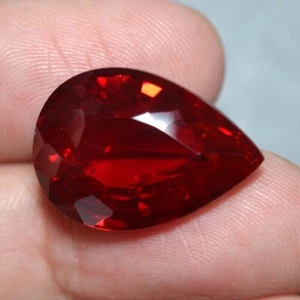 23.65 Ct 22.3x15.6 MM Pear Ruby Sapphire Lab Created Corundum VDO R9850 - Picture 1 of 4