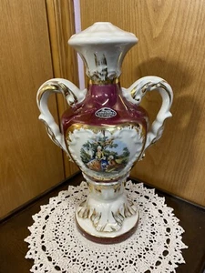 LIDO CHINA Vase Lamp ~ Antique ~ Victorian Courtship ~ Hand Decorated 22K GOLD - Picture 1 of 12
