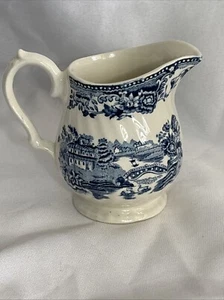 Vintage Enland Blue & White Creamer Milk Jug 9.5cm - Picture 1 of 10
