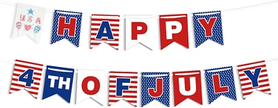 DIY 4Th of July Banner Red White and Blue Banner for Fourth of July American Fla - Image 1 of 4