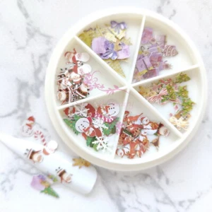Nail Art Crafts Ornament Xmas Tree Snowflake Santa Design Wood Pulp Slices Decor - Picture 1 of 4