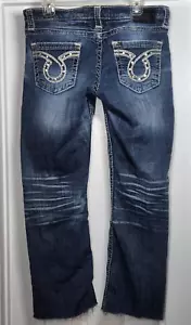 Big Star LIV Jeans Damen 31XL verzierter roher Saum 34x28 Low Rise Distressed - Bild 1 von 16