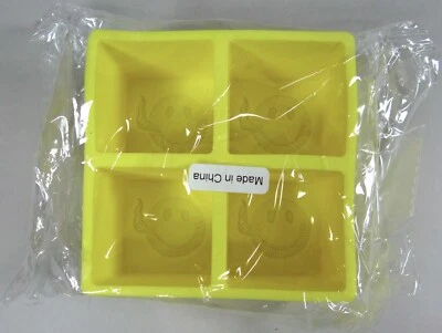 CI Cigar International Giant Ice Cube Tray Silicone 4 Hole 2 inch Smily Face New - Image 1 of 4