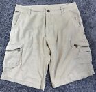 Kuhl Ambush Cargo Shorts 36 Beige Hiking Zip Pockets Vintage Patinadye READ DESC