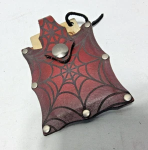 Laser cut leather wallet by me scalloped web bat shaped custom goth rockabilly - Picture 1 of 8