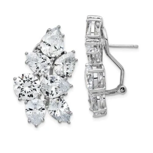 Sterling Silver Fancy Cubic Zirconia Cluster Dangle Earrings Omega Back - Picture 1 of 6