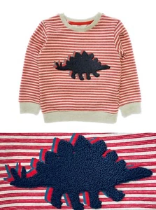 Boys Ex Marks Dinosaur Jumper Sweatshirt Store Dino Harry Book Day Red Striped - Picture 1 of 4