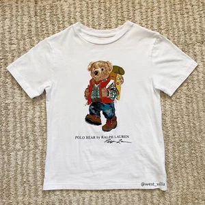 Polo Bear Ralph Lauren Camping Outdoor Big Boys Short Sleeve White Shirt S Small - Picture 1 of 4
