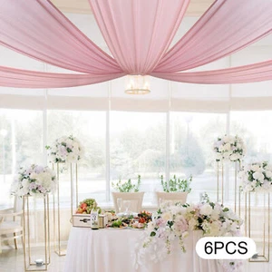 Pink Color Ceiling Drape Backdrop for Wedding Ceremony Stage Party Decoration - Picture 1 of 14