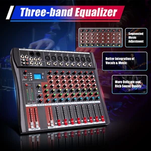 NEW 8-Channel Bluetooth Studio Audio Mixer DJ Live Sound Mixing Console w/ USB - Picture 1 of 18